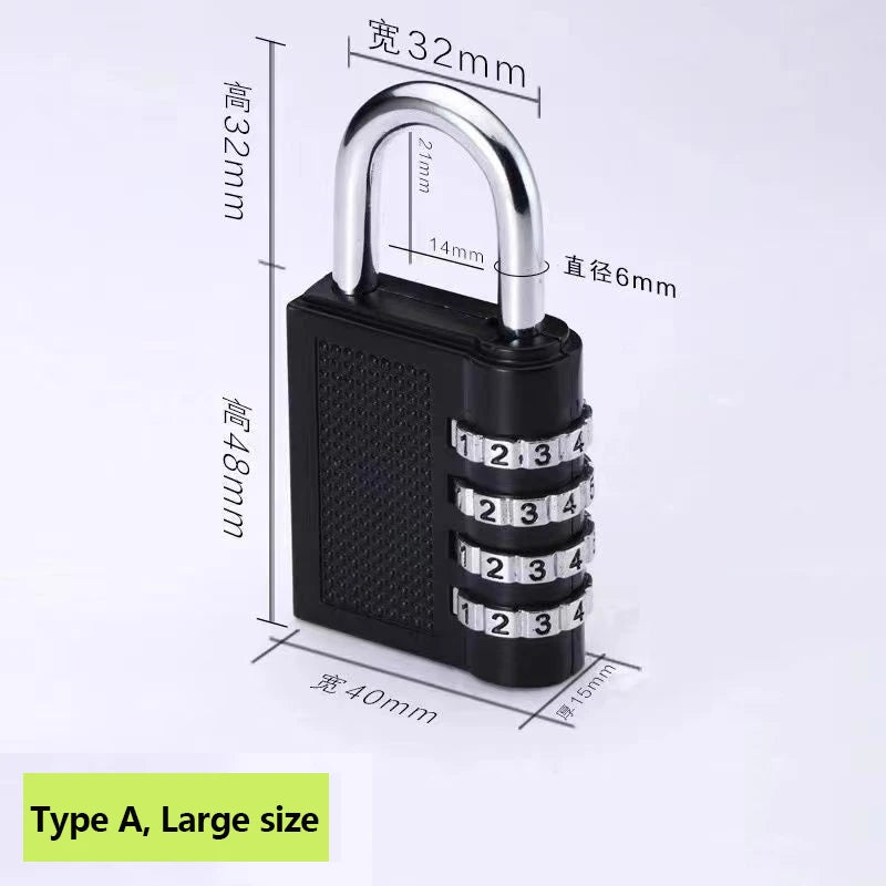 Password Padlock 3-4 Digit &ndash; Waterproof Rustproof Outdoors A-large Black