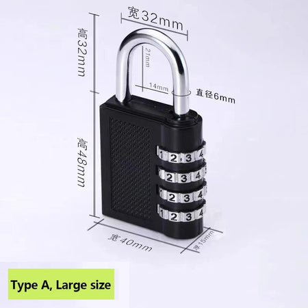 Password Padlock 3-4 Digit &ndash; Waterproof Rustproof Outdoors A-large Black