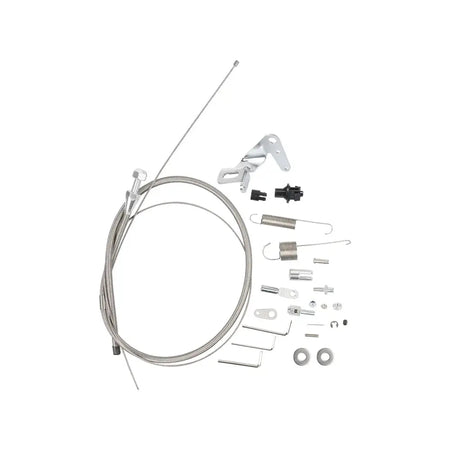 Universal Polished Throttle Pedal, Braided 36" Throttle Cable Kit with 24" Sleeve and Cab & Cab Bracket Aluminum by InterCyprus Trading Ltd