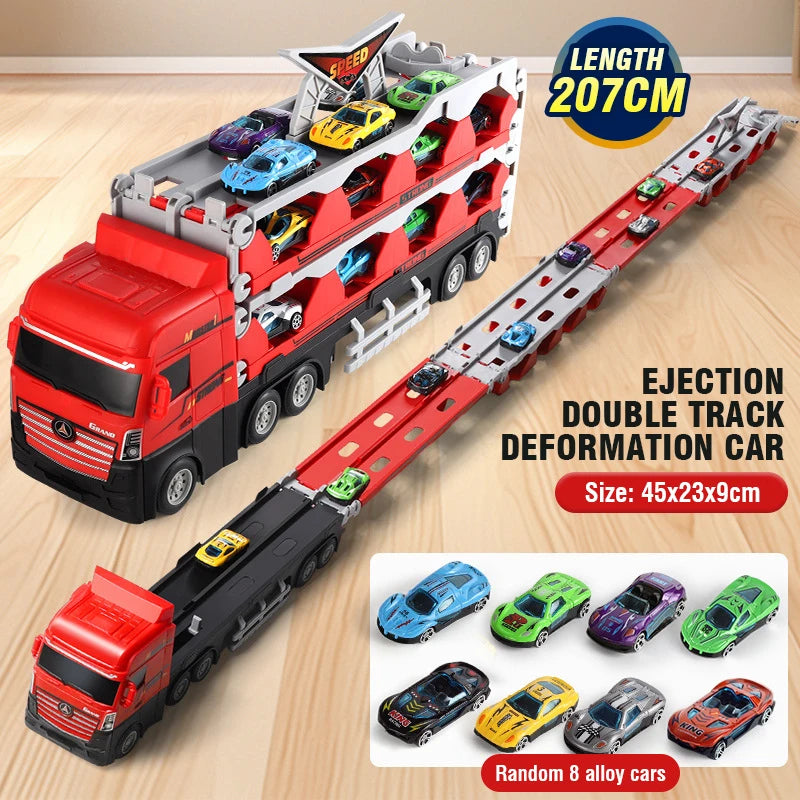 Large Car Transporter Truck Set &ndash; Educational Diecast Sports Cars for Kids 8 alloy car