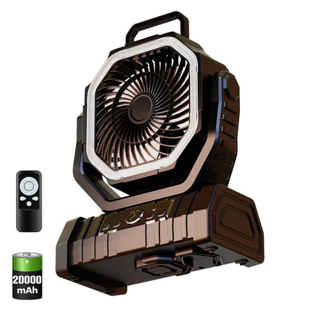 LASUTUM 20000mAh Battery Operated Fan &ndash; Powerful Cooling for Outdoor Adventures Black 20000mAH