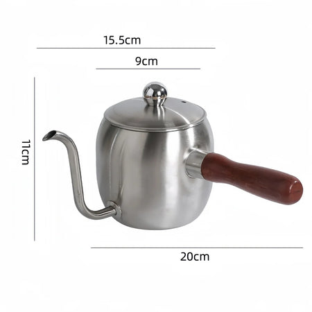 500ML Coffee Hand-Brewed Pot &ndash; Premium 304 Stainless Steel Construction Silver