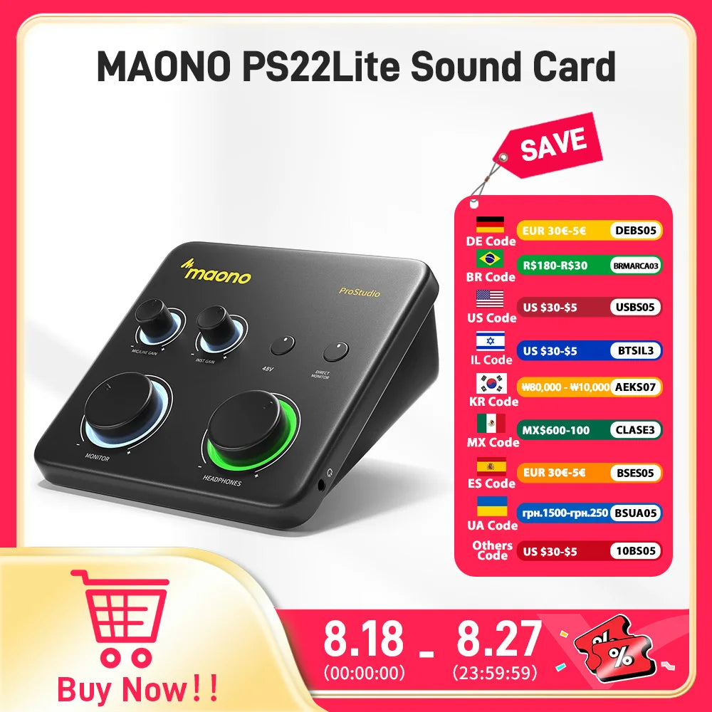 MAONO PS22 Lite USB Audio Interface &ndash; 24-Bit/192kHz