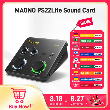 MAONO PS22 Lite USB Audio Interface &ndash; 24-Bit/192kHz