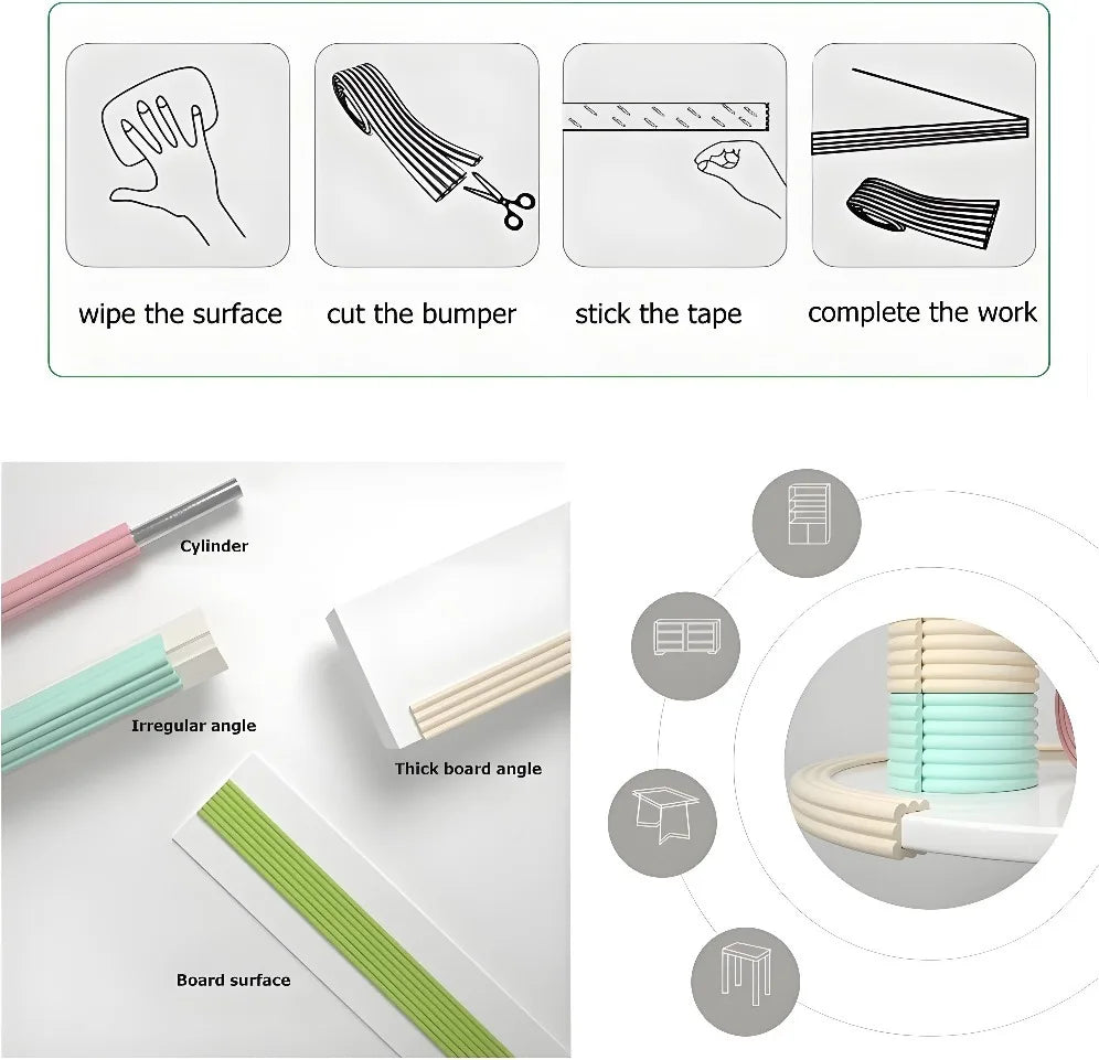 2M Safety Protection Strip | Child-Safe Table &amp; Desk Edge Guard