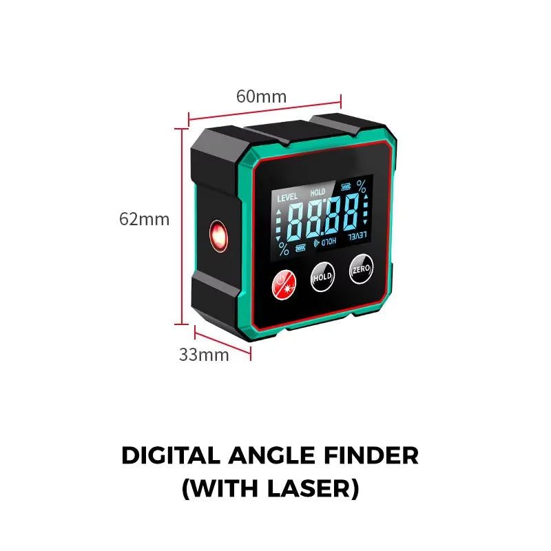 Magnetic Digital Angle Finder with Laser Gauge &amp; Level Features With Laser