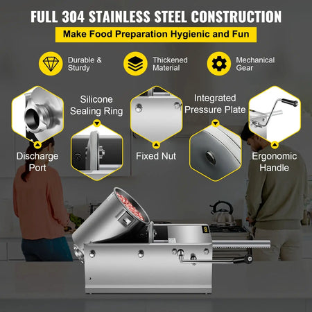 3L Manual Sausage Stuffer Stainless Steel With 5 Nozzles