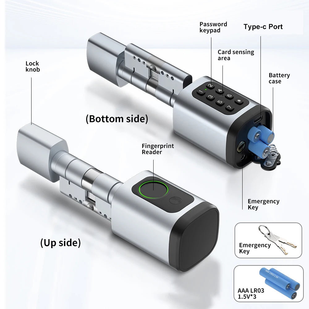 RAYKUBE V1 Smart Cylinder Lock &ndash; Biometric Keyless Security