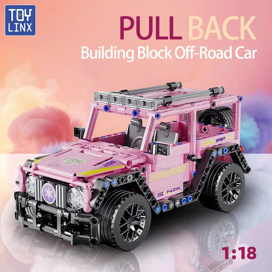 Toylinx Off Road Car Building Block Toy Pull Back Kit