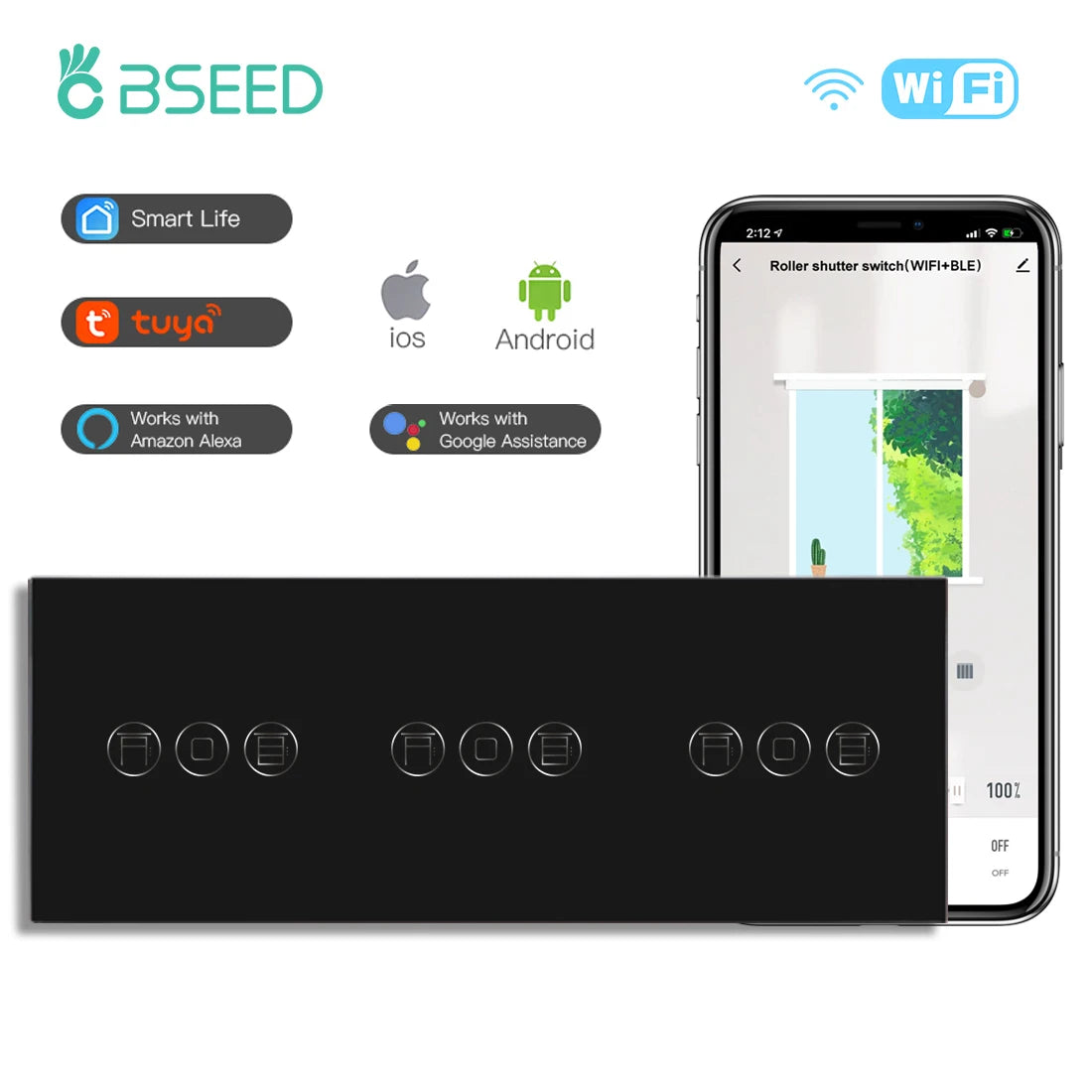BSEED Smart Wifi Roller Shutter Switch with Voice Control