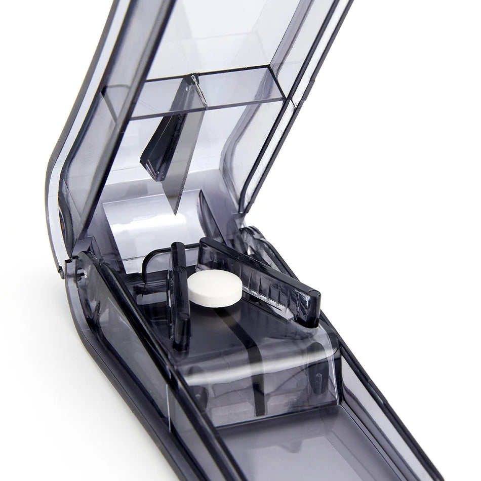 Compact Pill Cutter and Storage Case - Portable Tablet Splitter with 6 Color Options for Travel