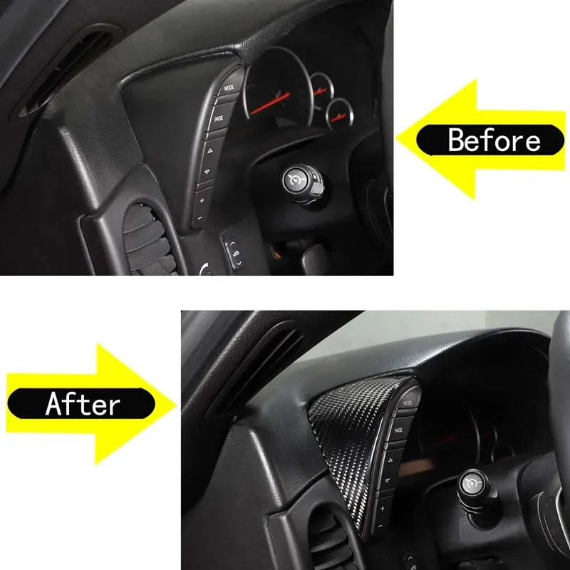Pegatina de moldura de fibra de carbono para el tablero del Chevrolet Corvette C6
