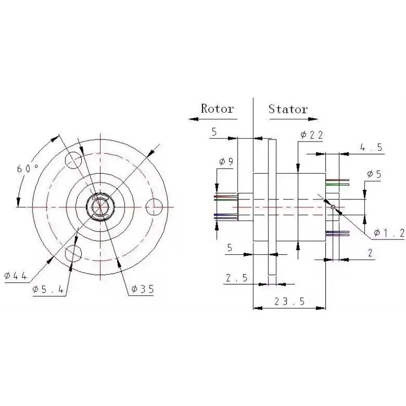 2/4/6/12 Channels Slip Ring With 5mm Hole &ndash; High Current 2A