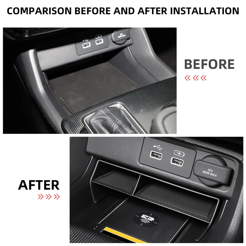 Console Organizer for Honda Civic FE, Two-Layer ABS Plastic Tray, Center Console Storage