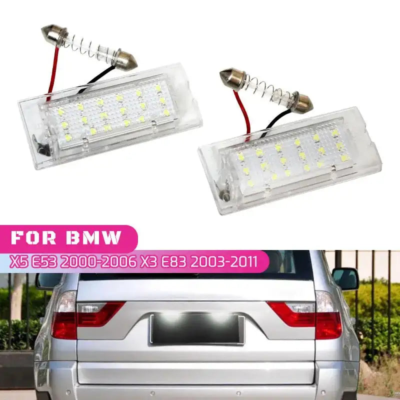 2Pcs White CANBus LED License Lights For BMW E53 X5 X3 12V