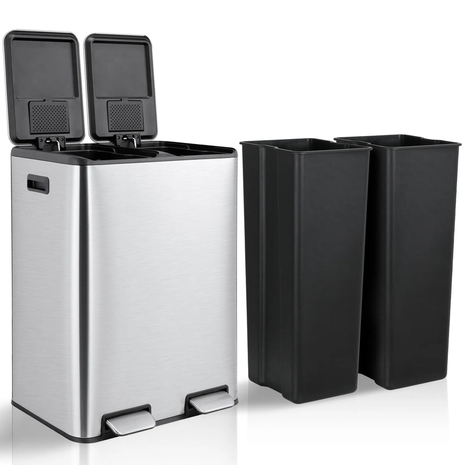Dvojni nerjaveči jekleni koš za smeti s filtrom