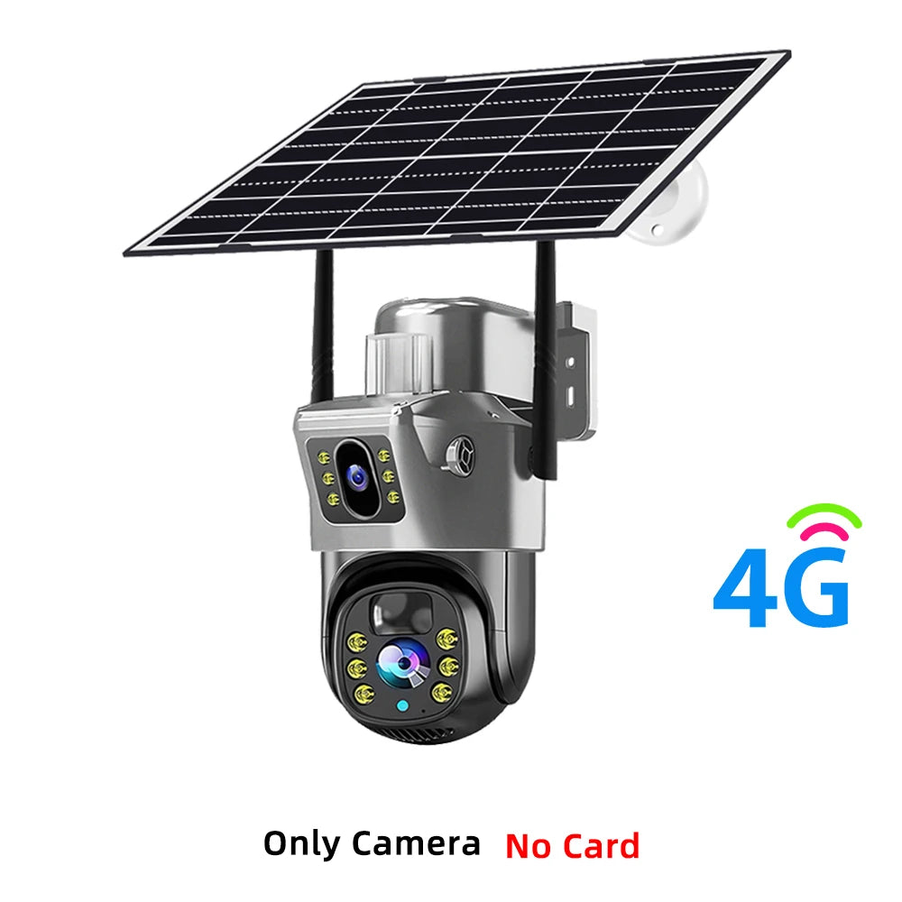 V380 Pro 4G Solar Camera Dual Lenses Outdoor 8MP 4K Low Power Battery IP Camera PIR Night Vision CCTV Security Protection 4G Cam No Card