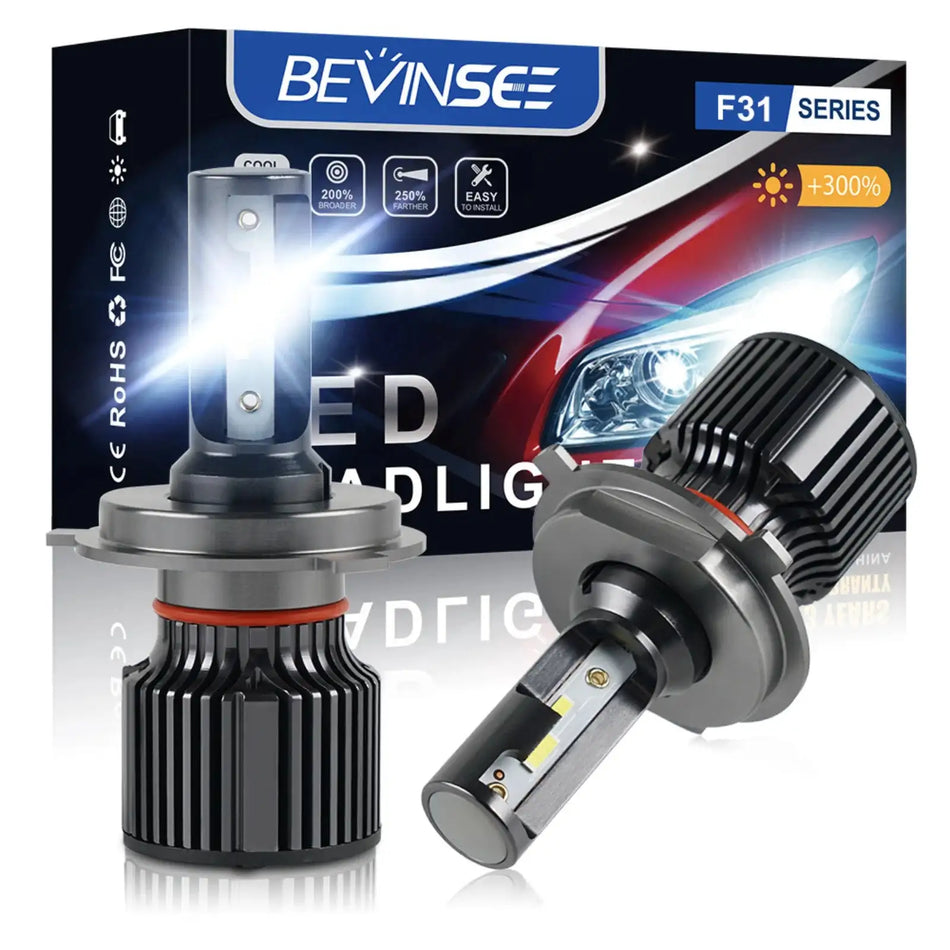 Bevinsee LED-pærer 6000LM Hi Lo H4 H7 H11 12V universel pasform