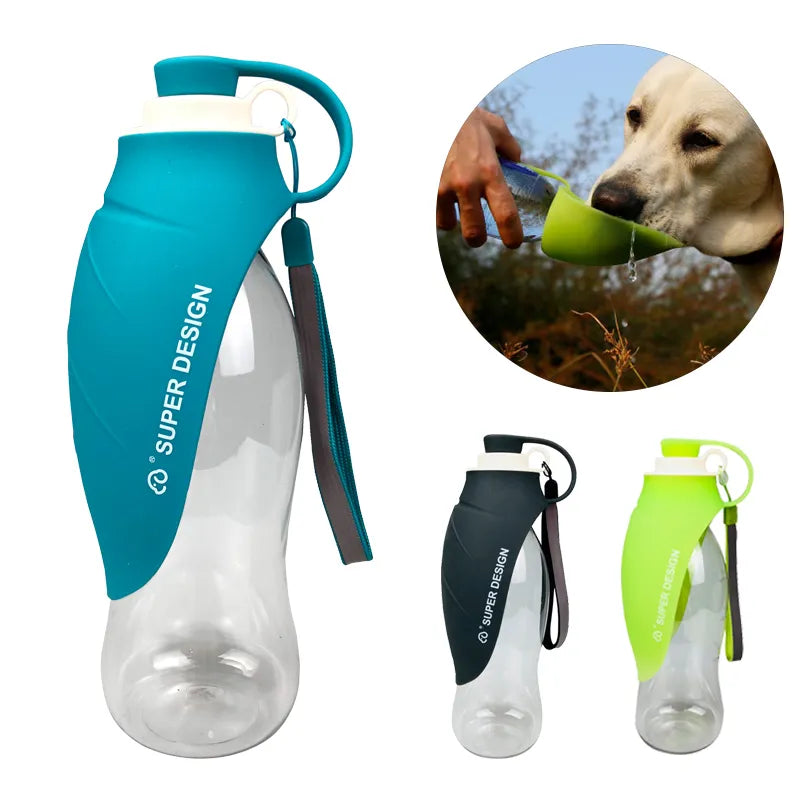 🟠 580 мл портативная домашняя собака бутылка бутылка с мягкой силиконовой дизайн листьев