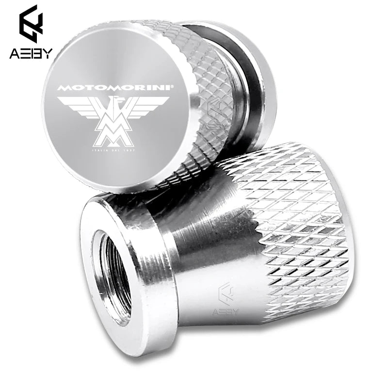 CNC Aluminium Motorcycle Valve Stem Caps - 2PCS Airtight Tyre Covers silver