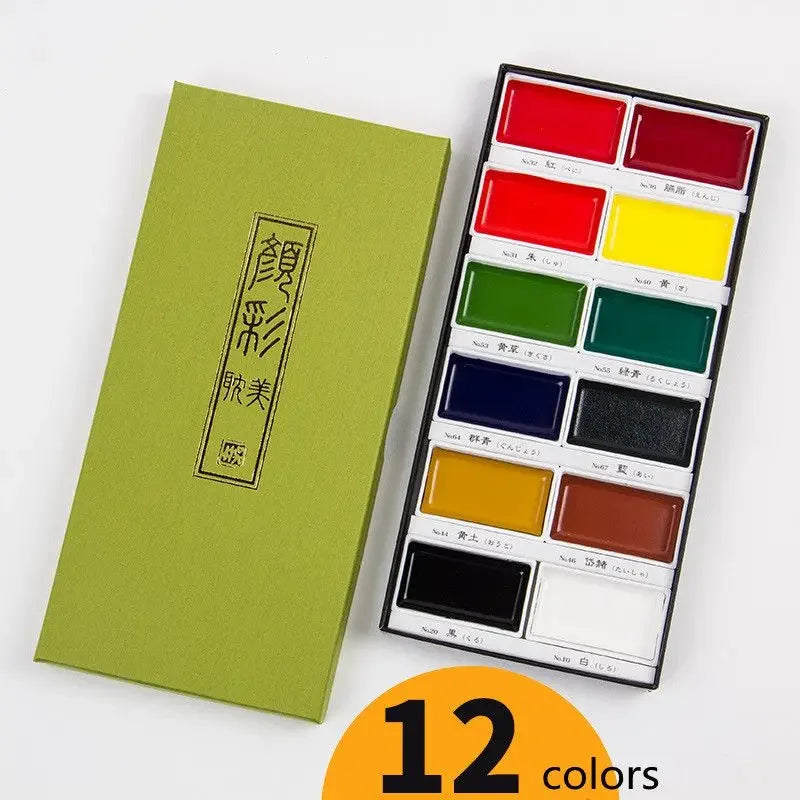 Kuretake Watercolor Paint Set &ndash; Professional-Quality Art 12 colors