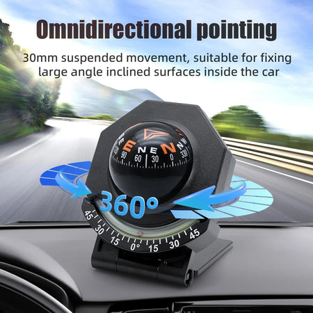 Car Dashboard Compass With Slope Meter - Fast Navigation