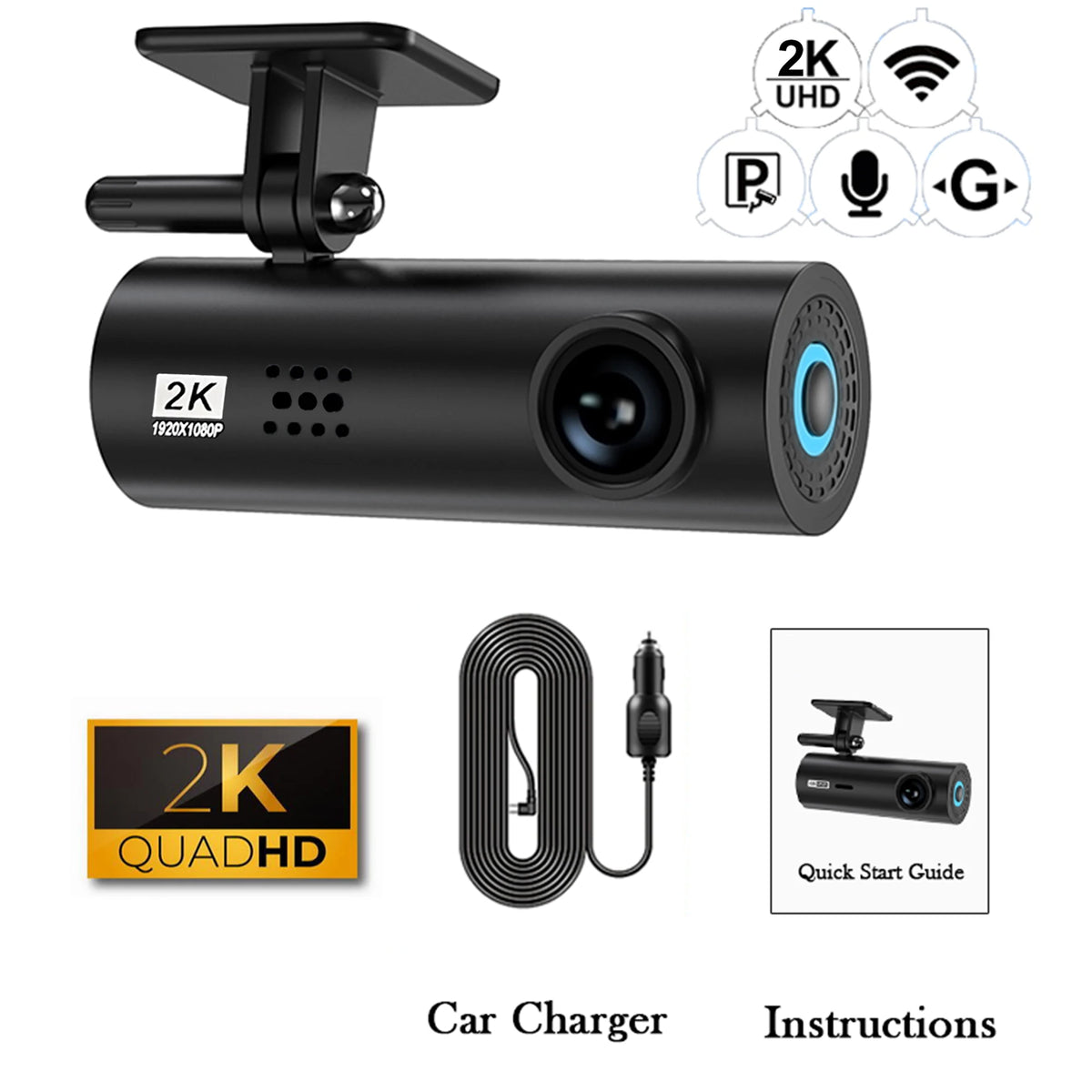 4K WiFi Dash Cam with Night Vision 2K DVR / 32G