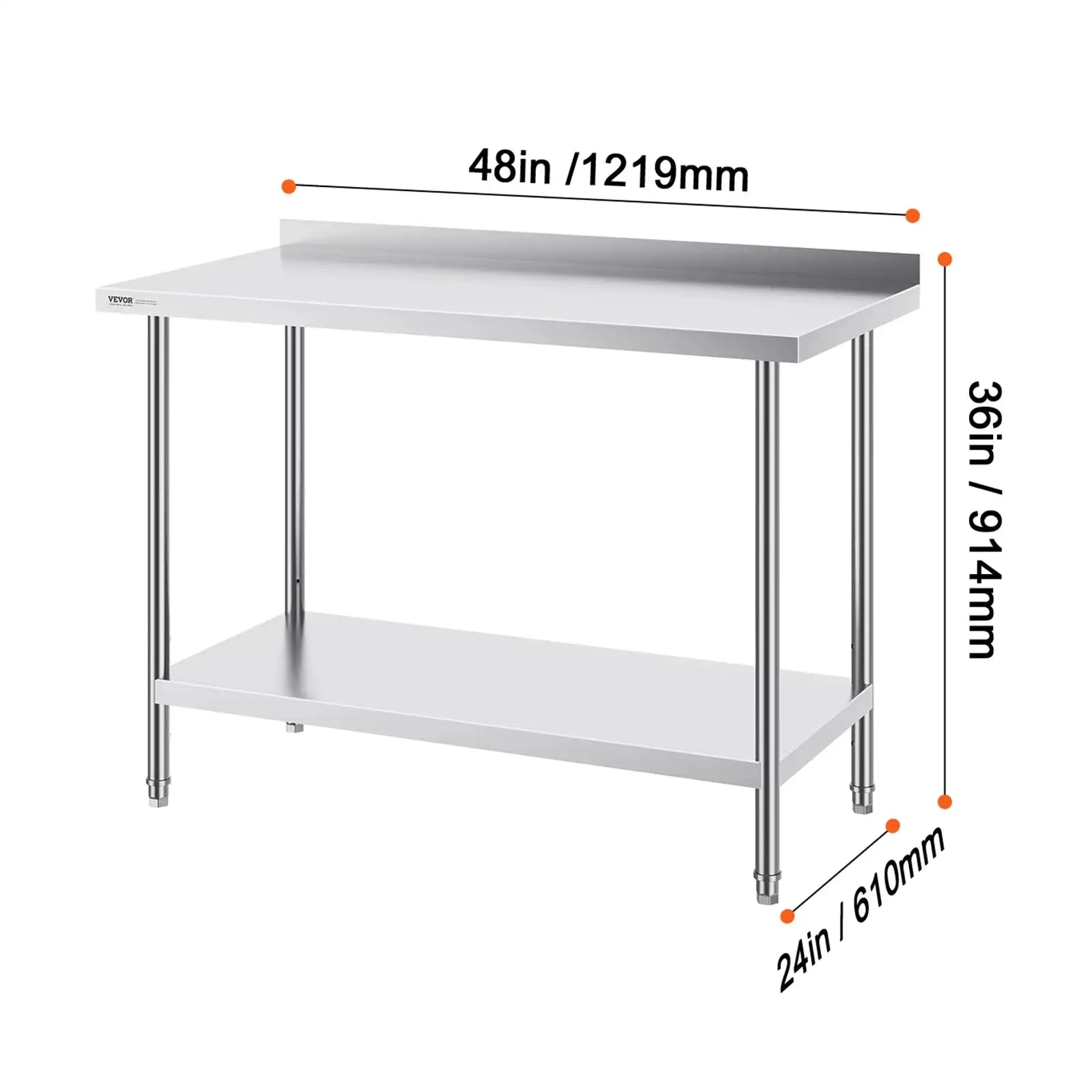 Adjustable Height Stainless Steel Prep Table 24x36 24x48 in / spain