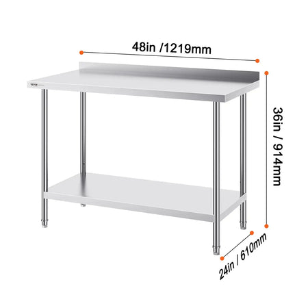 Adjustable Height Stainless Steel Prep Table 24x36 24x48 in / spain