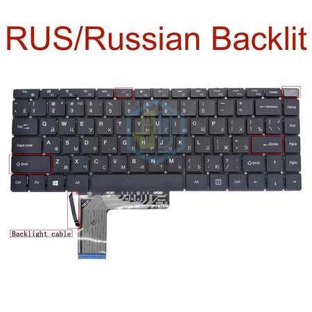 US Russian Spanish Backlit Keyboard - Multilingual Support