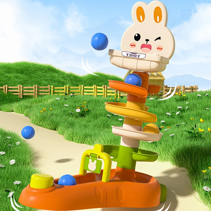 Montessori Toddler Stacking Tower &amp; Slide Ball Drop Educational Toy for Ages 1-3