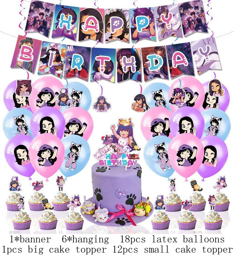 Aphmau Plushies Birthday Party Decoration Set 1set B / CHINA / Other