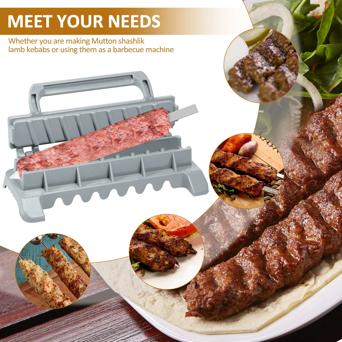 Portable Kebab Maker - Easy Manual Reusable Tool for Perfect Grilling