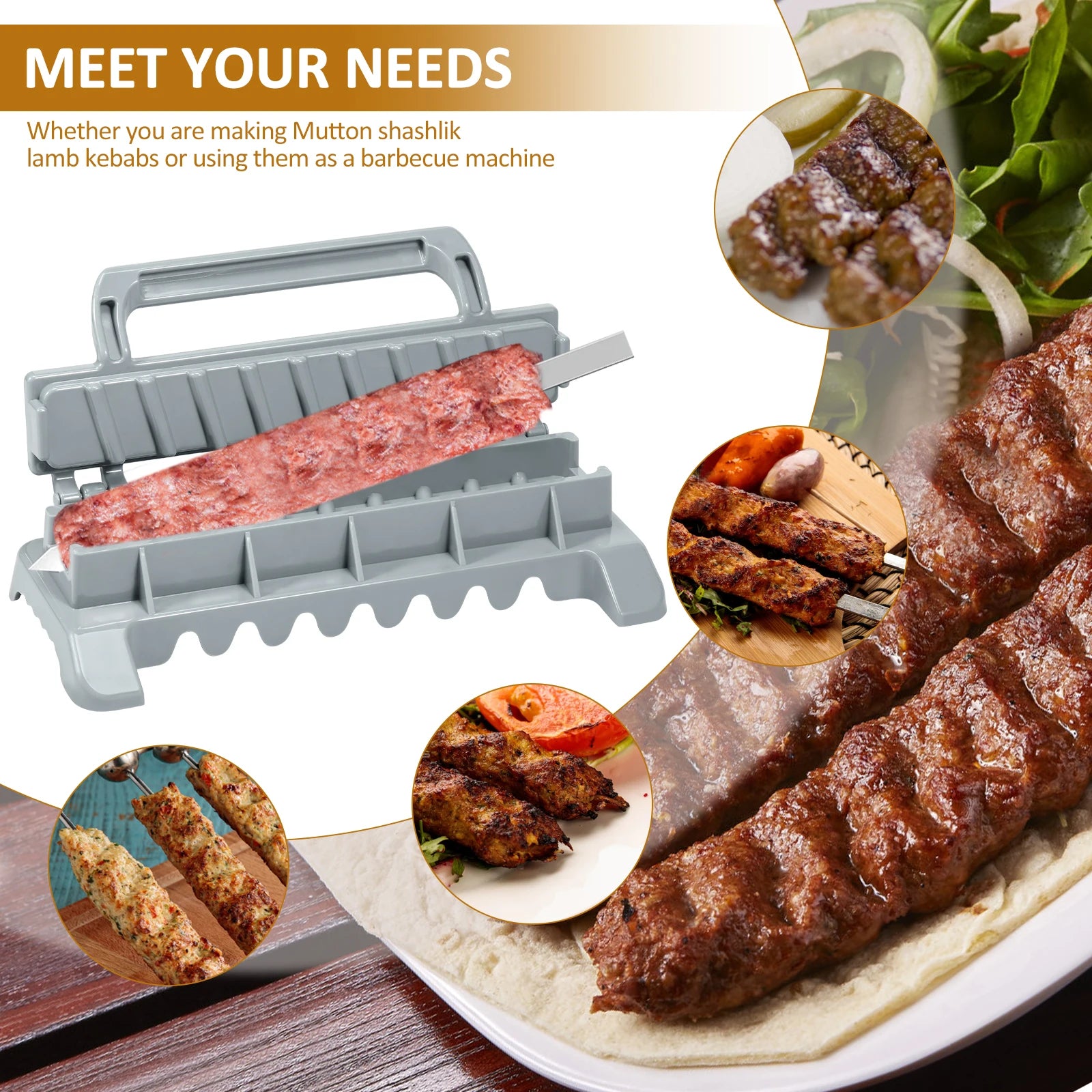 Portable Kebab Maker - Easy Manual Reusable Tool for Perfect Grilling