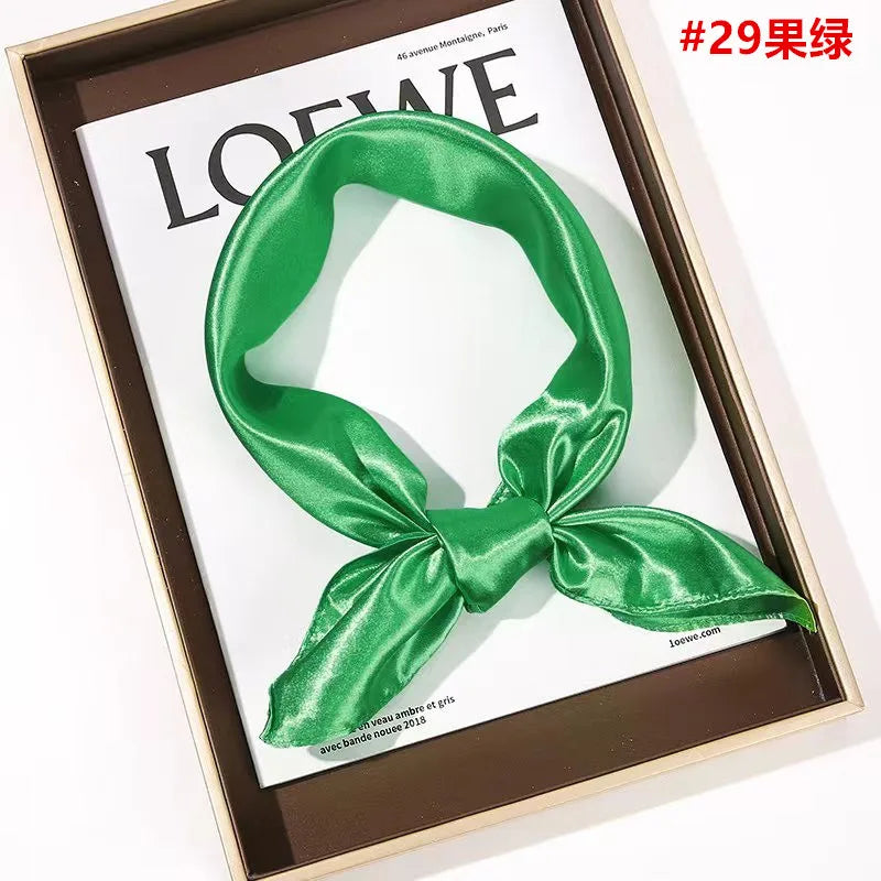New Solid 60x60cm Square Scarf &ndash; Premium Imitation Silk for Stylish Versatility Green4