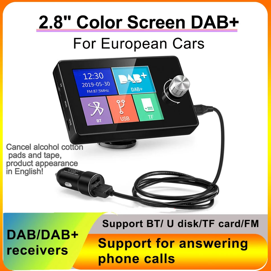 In-Car DAB Radio Receiver With Screen, Stereo Sound And FM Transmitter