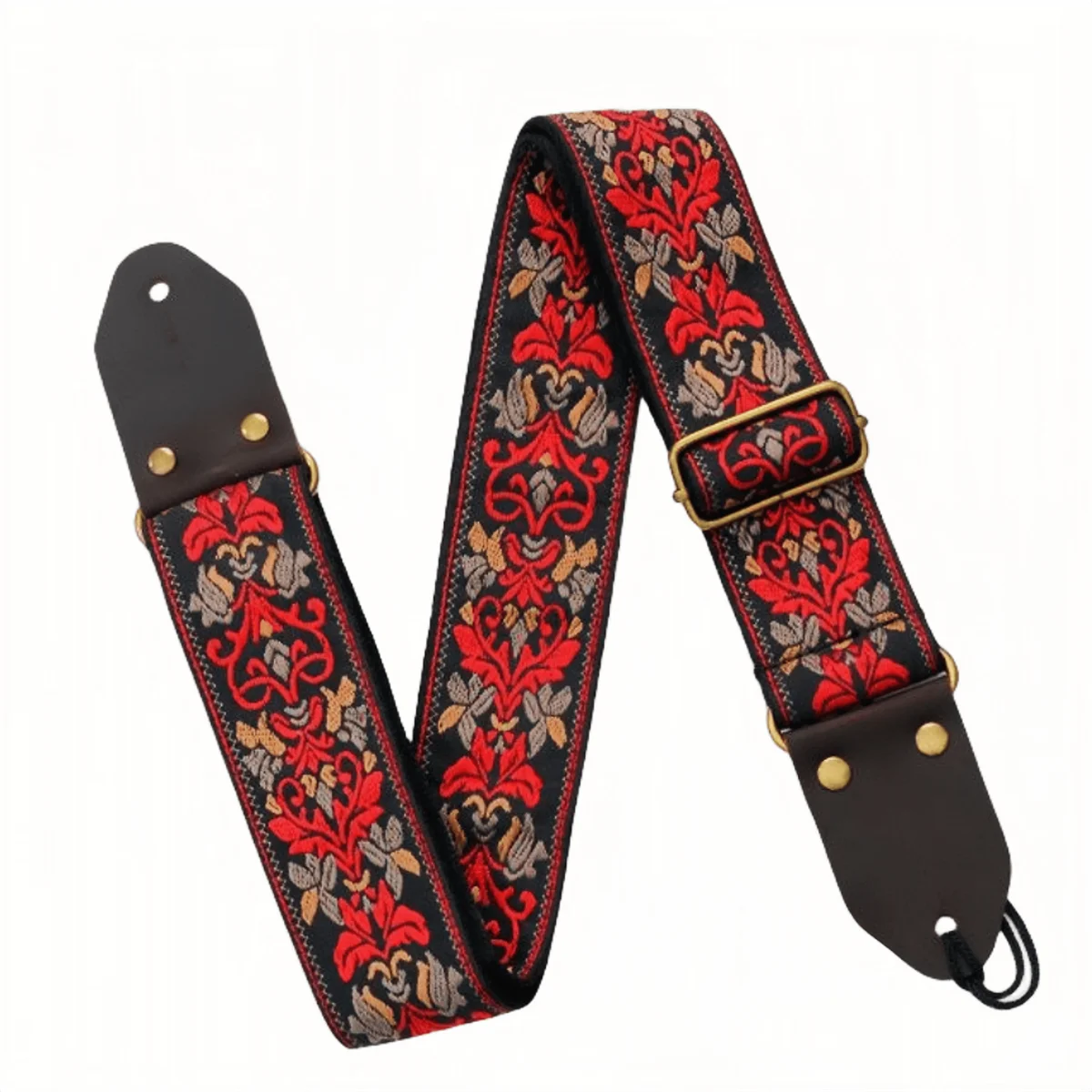 Miwayer Guitar Strap &ndash; Vintage Floral Breathable Comfort Black