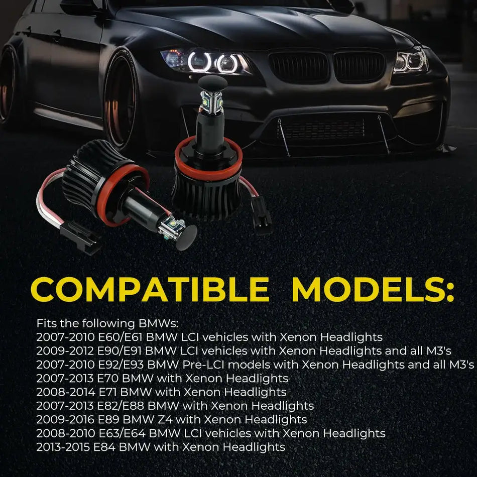 Yeux d'ange LED pour BMW E90 E92 E93 E60 LCI 6000K 12V Kit de lumières de marquage Halo