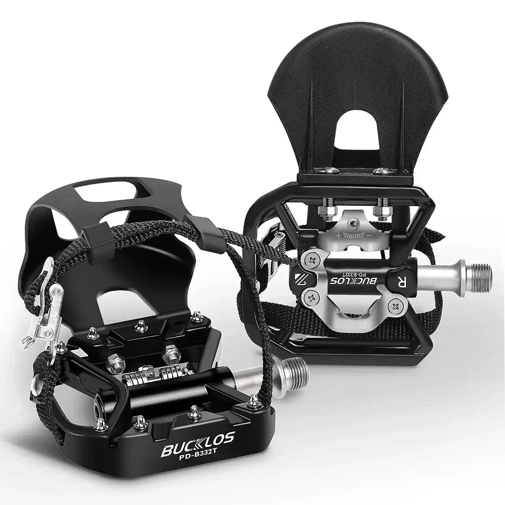 BUCKLOS MTB Pedal Fit SPD System Dual Function Bicycle Self-locking Platform Pedal Dynamic Bike Top Clip Pedals Spin Pedals by InterCyprus Trading Ltd
