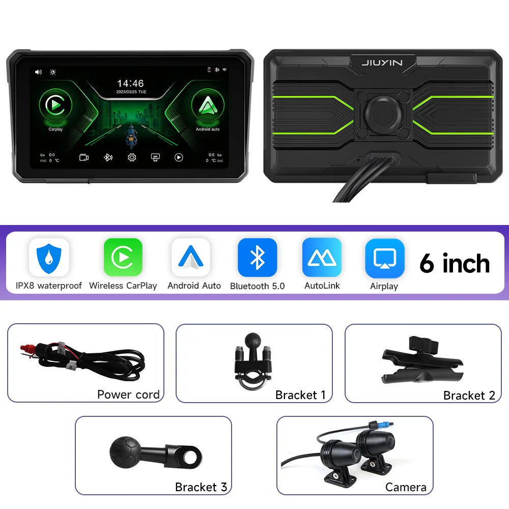 6 Inch Motorcycle Multimedia Player &ndash; 2K HD Touch Screen with Wireless CarPlay and Android Auto M792-DVR / CHINA