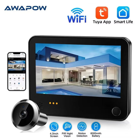 Awapow Tuya WiFi Door Camera &ndash; PIR Motion Detection