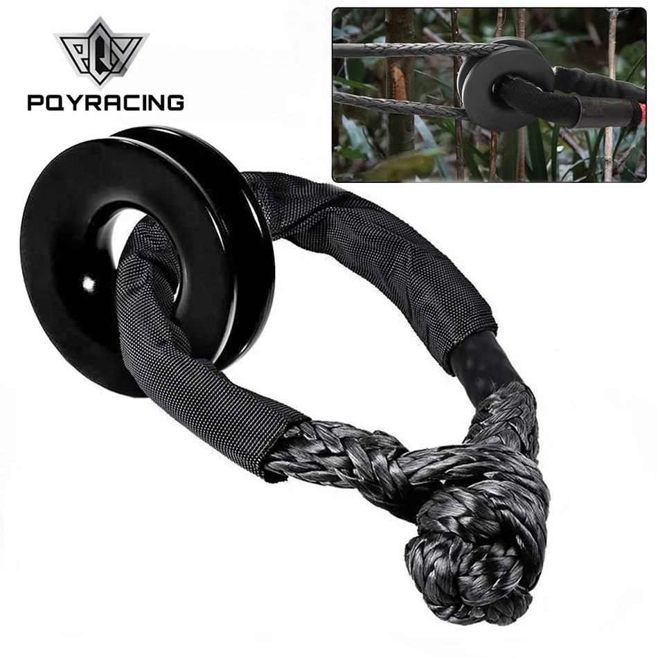 55000lbs Winch Rope With Synthetic Soft Shackle, Recovery Ring, Rugged Shackles