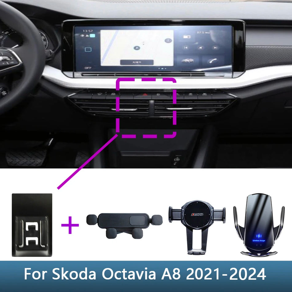 Skoda Octavia A8 Biltelefonhållare Bas Trådlös Laddare