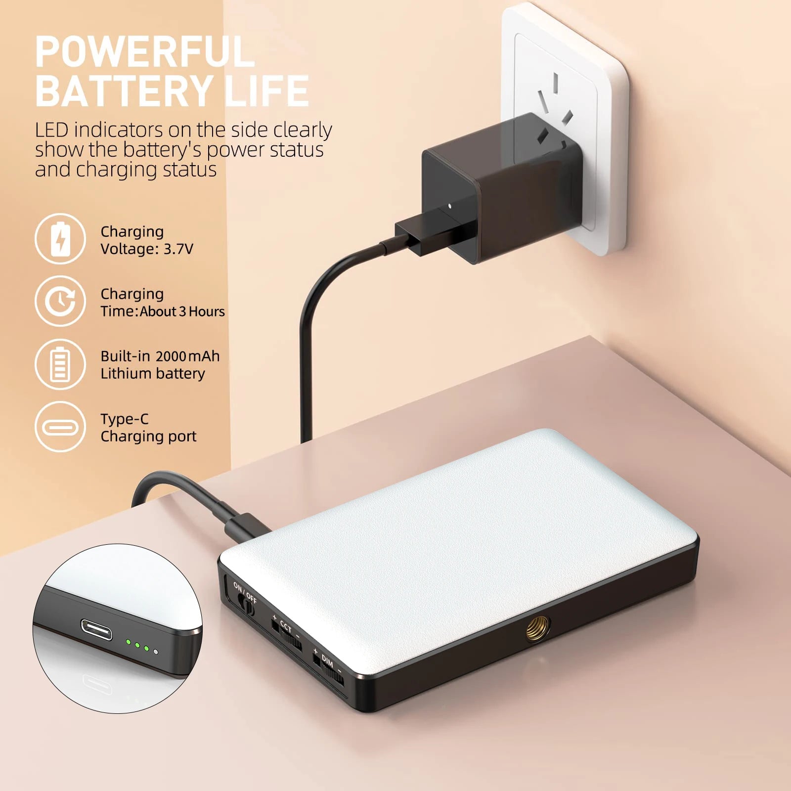 CrownQu M12 &ndash; Portable LED Selfie Light for Perfect Video Conferencing