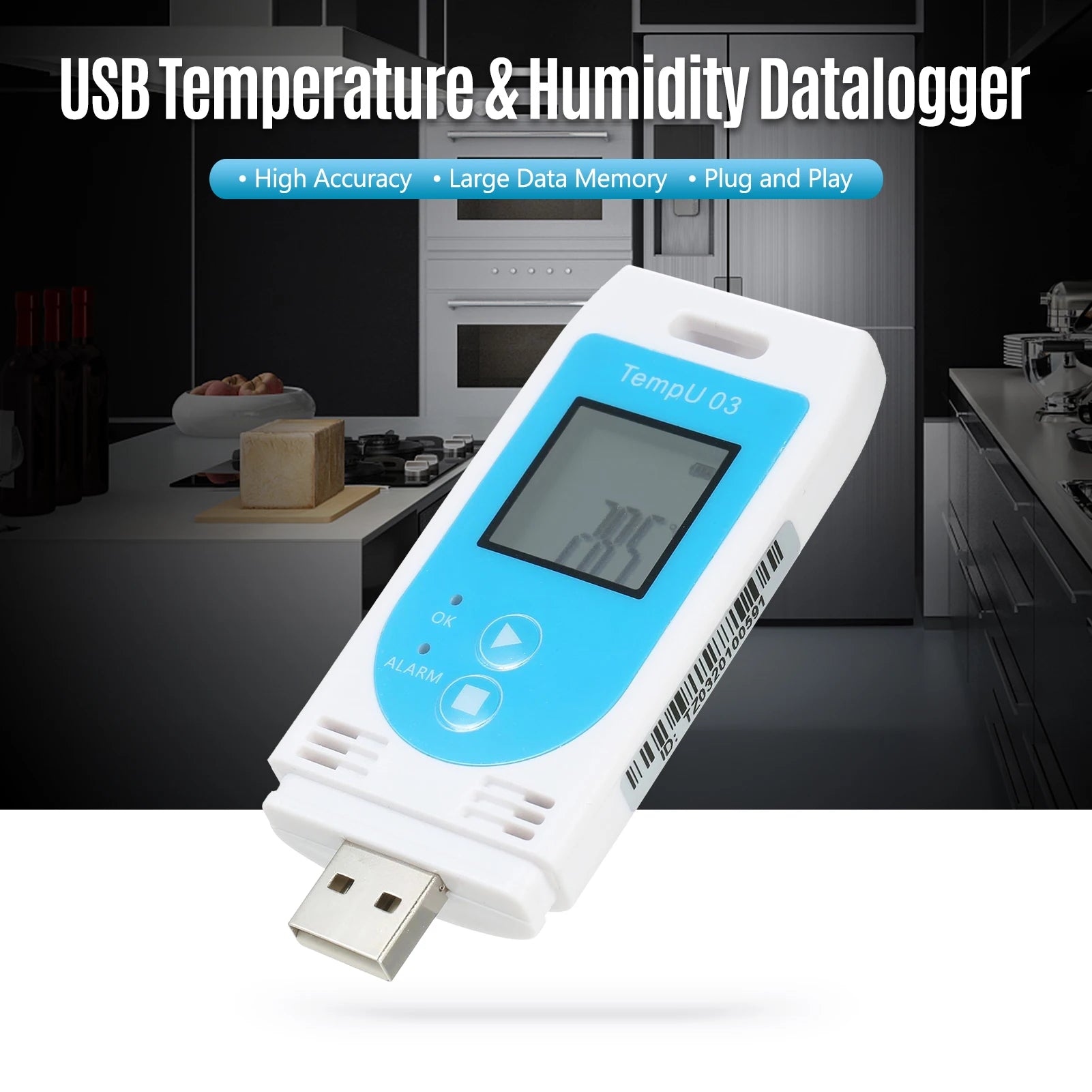 USB Temperature Humidity Data Logger Reusable RH TEMP Datalogger ...