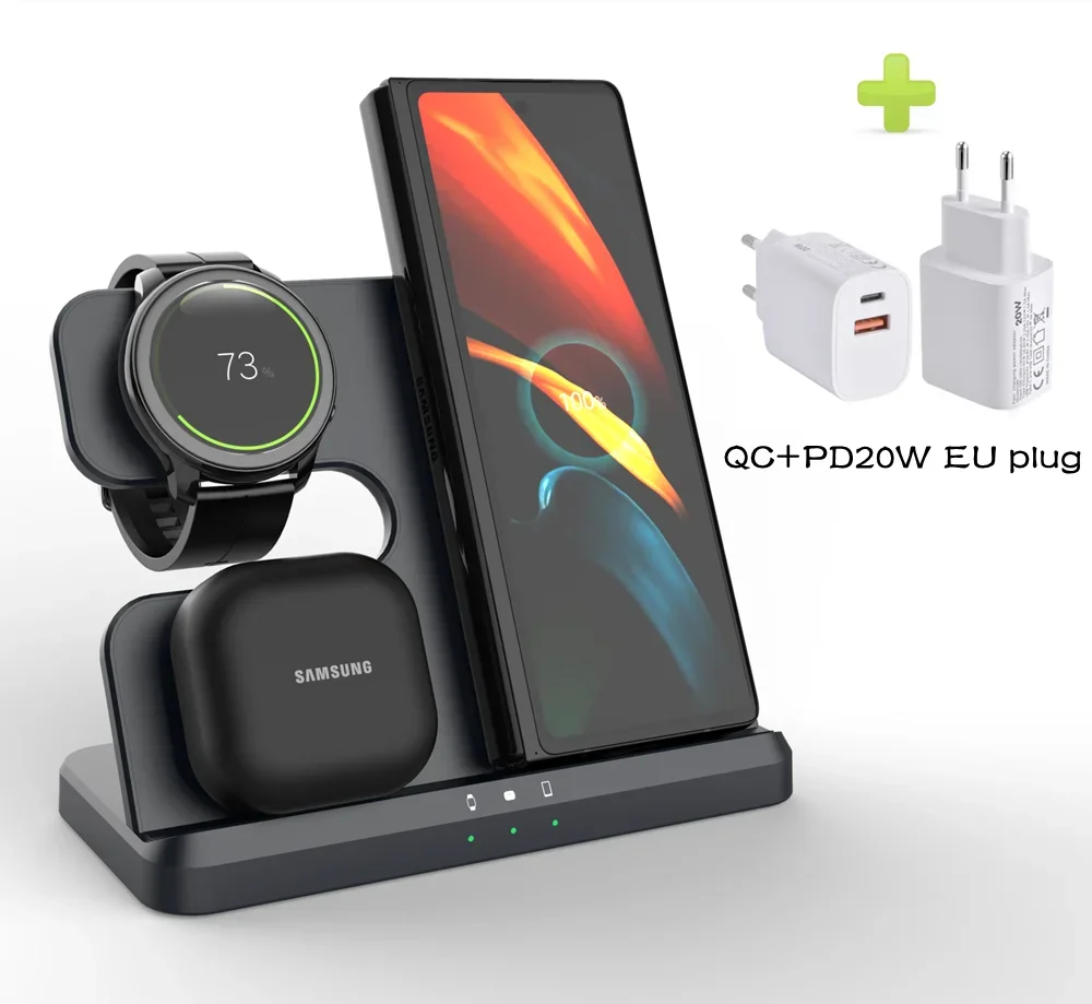 Galaxy Watch Buds 3in1 Charger - Wireless Charging Station Black 20W EU plug