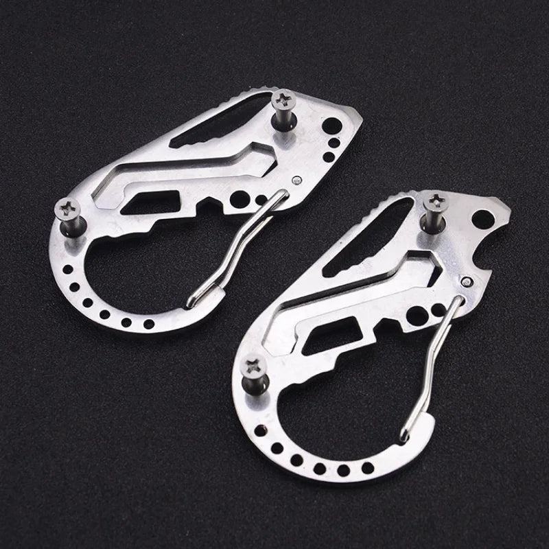 Carabiner Stainless Steel Outdoor Camping Mountaineering Multifunction Tool Key Clip Keychain  Lock Screwdriver Wrench