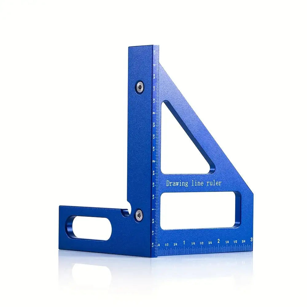 Aluminum Carpenter Square Protractor 3D Ruler 45 90 Blue inches