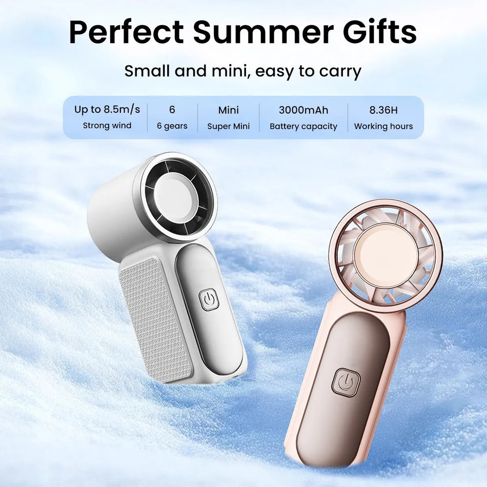 Mini Portable Turbo Rechargeable Fan Ultra Quiet Handheld Pocket Fan