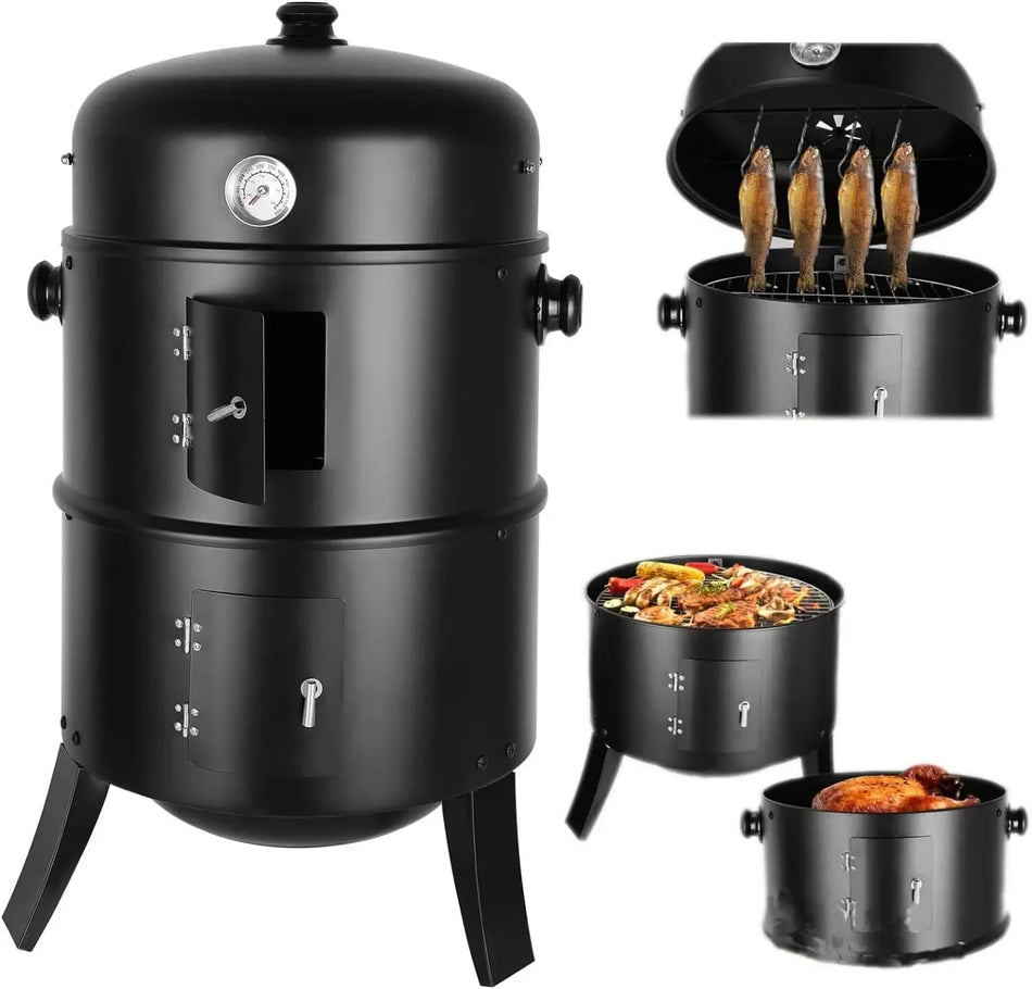 3in1 Dikey 45cm Kömürlü BBQ Isıtıcı Termometreli